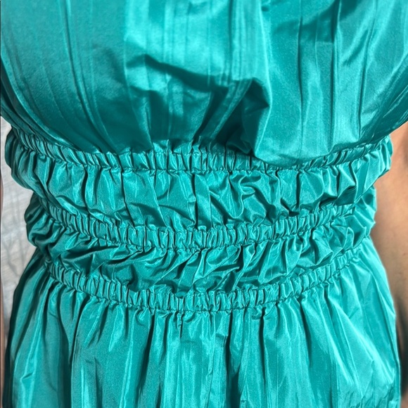 Ramy Brook Teal Halter Smocked Waist Midi Dress XS - Picture 6 of 8